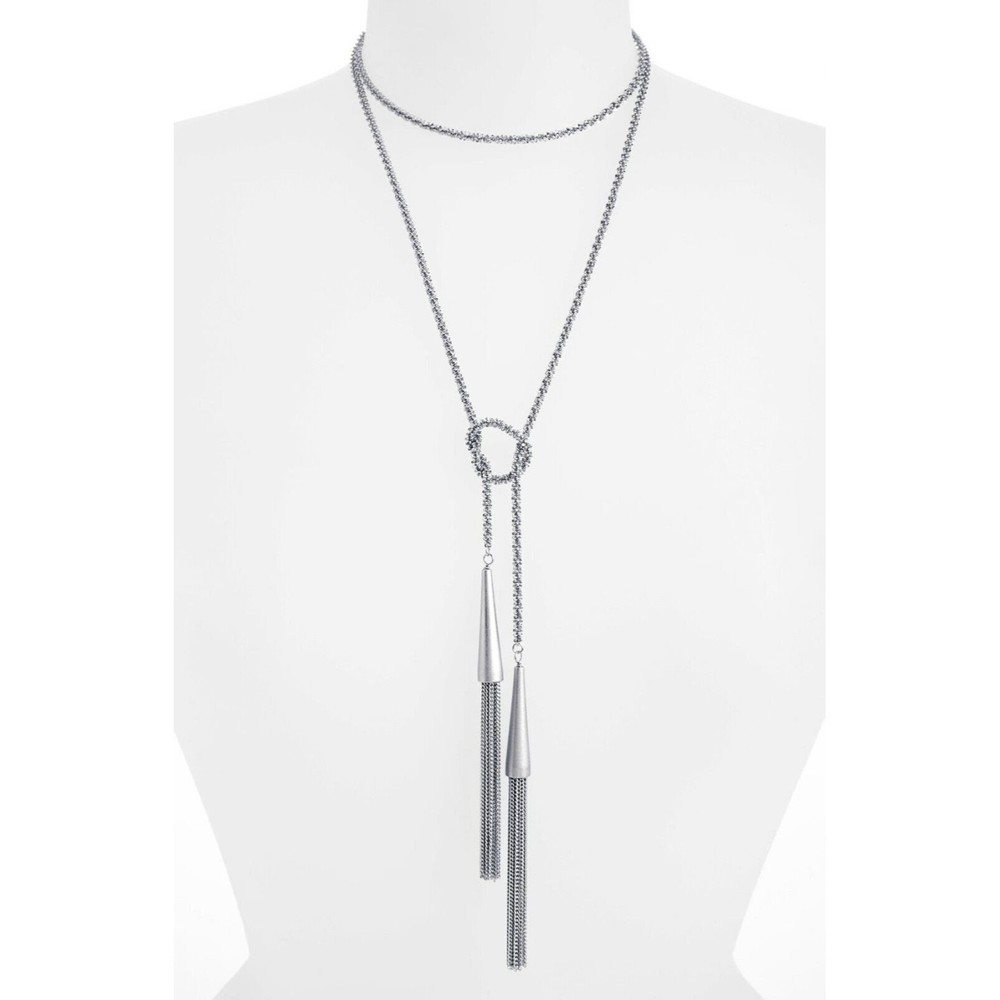 Kendra Scott Phara Tassel Lariet Silver Tone Necklace